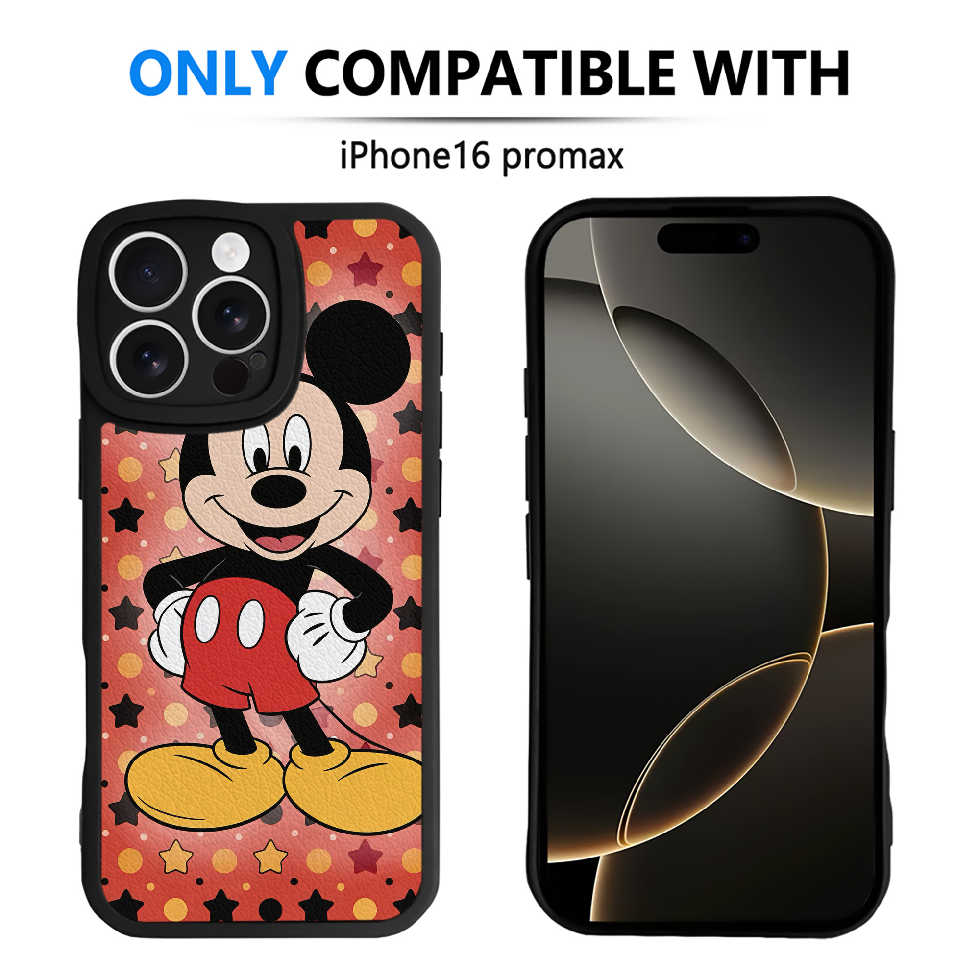 （画像用） ミッキーマウス Mickey Mouse 【iPhone 16シリーズ対応】シリコンスマホケース（レザー調） 材質：シリコン
